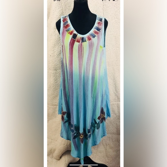 Antigua Cover Up Flower Print Ombré Blue One Size Fits Most - Picture 4 of 6